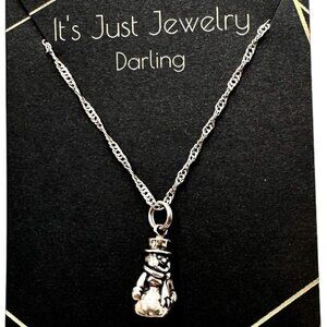 Sterling Silver Womans Necklace Snowman Pendant Winter Holiday Gift Idea